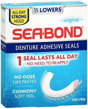 Sea Bond Secure Denture Adhesive Seals, Original Lowers, 15 Count