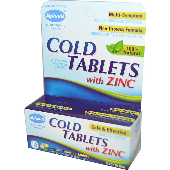 Hyland's Cold Tablets, with Zinc, 50 Tablets