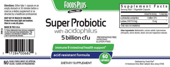 Windmill Natural Vitamins Super Probiotic Plus with Acidophilus (5 Billion CFU) 60 Capsules