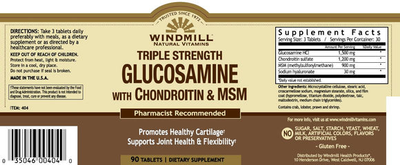 Windmill Triple Strength Glucosamine with Chondroitin & MSM - 90 Tablets