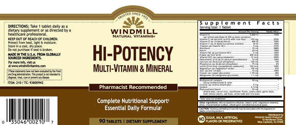 Windmill Super High Potency Multi-Vitamin Tablets - 90 ea