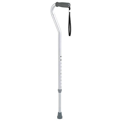 Carex Aluminum Offset Cane With Soft Cushioned Handle - Adjustable Walking Cane For Men and Women - Silver Color