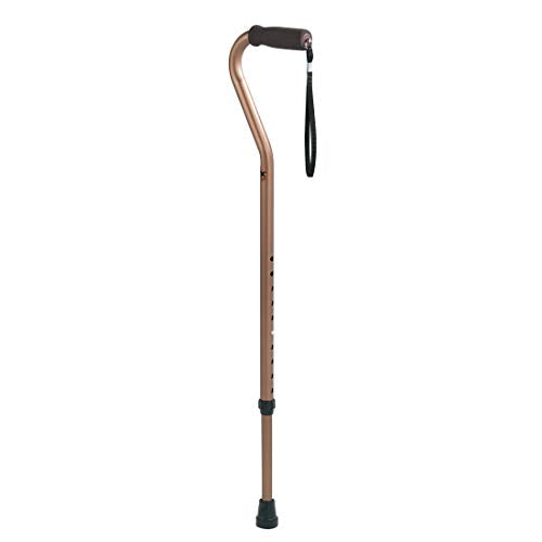 Carex Offset Cane with Cushioned Handle and Wrist Strap, Bronze