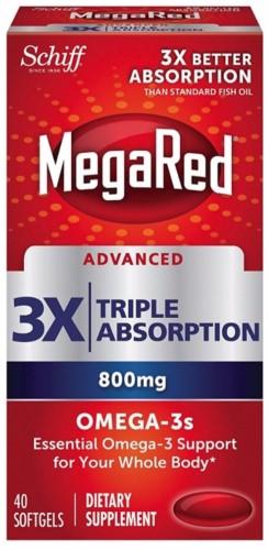 MegaRed Advanced Triple Absorption 800mg, 40 softgels - Omega-3 Fish Oil Supplement