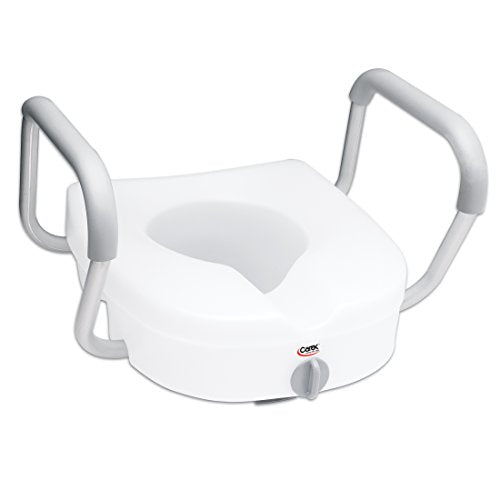 Carex E-Z Lock Raised Toilet Seat With Handles, Adds 5 Inches to Toilet Height, Toilet Seat Riser For Elderly or Handicap