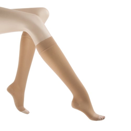 Jobst Relief therapeutic Knee High Support Stockings, 20-30 mmHg Open Toe, Large, Beige