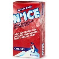 N'ICE Sugar Free Cough Suppressant Oral Anesthetic Lozenges Cherry -- 24 Lozenges