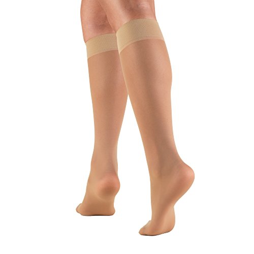 Truform Women's 8-15 mmHg Sheer Knee High Compression Stockings, Beige, Medium