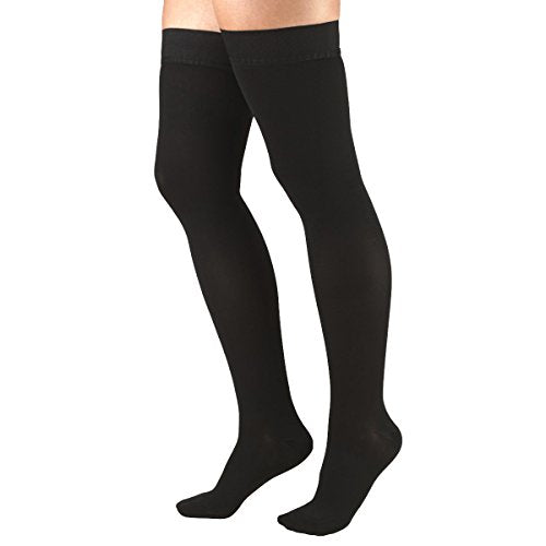 Truform 8848, Compression Stockings, Thigh High, Closed toe, Silicone Dot Top, 30-40 mmHg, Black, Large