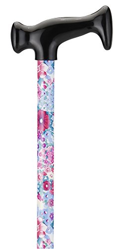 NOVA T-Grip Designer Cane, Purple and Pink Flowers