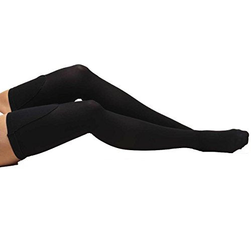 Truform Closed Toe, Thigh High 18 mmHg Anti-Embolism Stockings, Black, Large