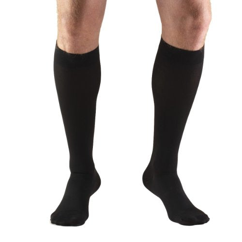 Truform 8845, Compression Stockings, Below Knee, Closed Toe, 30-40 mmhg, Black, Large