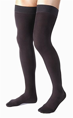 JOBST Thigh High, Men, 20-30 mmHg, Closed Toe, Large, Black, 1/Pair, JOB115410