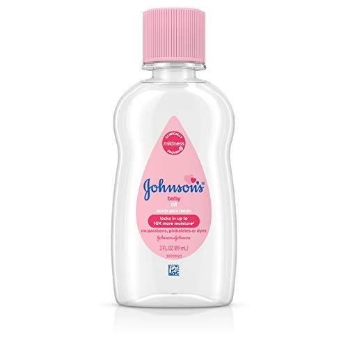 Johnson's Baby Oil, Pure Mineral Oil to Prevent Moisture Loss, Hypoallergenic, Original 3 fl. oz