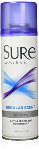 Sure Anti-Perspirant Deodorant Aerosol Spray Regular Scent 6 oz