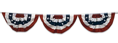 72 x 12 Patriotic Bunting Garland American Flag Colors Memorial Day 4th of July 9/11 Polyester (White)