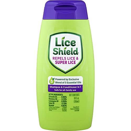 Lice Shield Shampoo and Conditioner in 1, 10 Fl Oz Bottle, Lice Repellent 2in1 Shampoo with Essential Oils for Repelling Lice and Super Lice