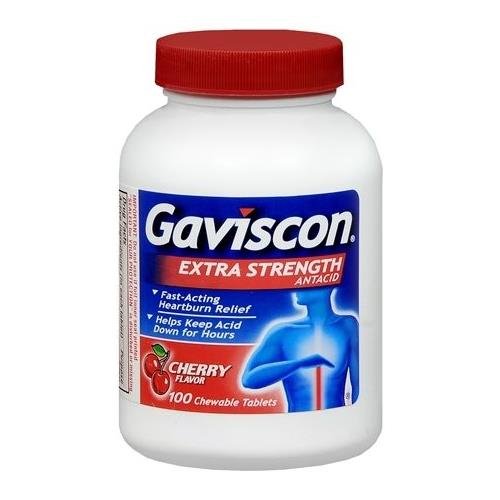 Gaviscon Extra Strength Antacid Chewable Tablets Cherry Flavor 100 TB - Buy Packs and SAVE (Pack of 2)