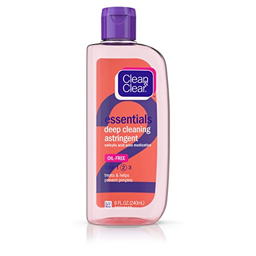 Clean & Clear Essentials Oil-Free Deep Cleaning Astringent Salicylic Acid Acne Medication, 8 Fl. Oz