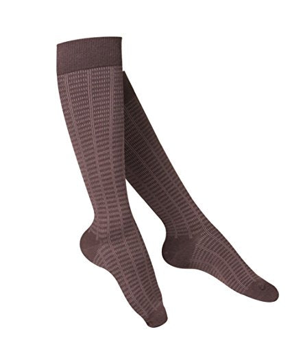 TOUCH Compression Socks for Women, 15-20 mmHg, Checkered, Cotton, 1 pair, Brown, Medium