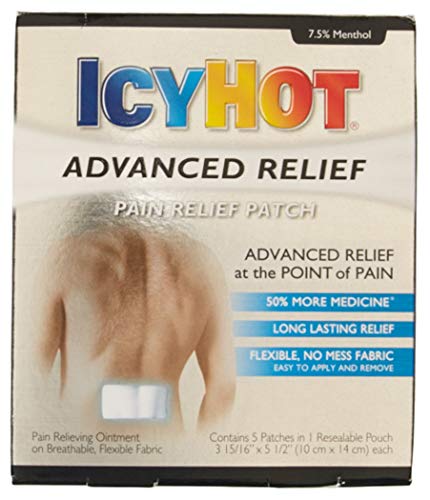 Icy Hot Advanced Relief Pain Relief Patches, 5 Count, Temporarily Relives Minor Pain Associated with Arthritis, Simple Backache, Muscle Strains, Sprains, Bruises, and Cramps