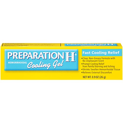 Preparation H (0.9 Ounce, 1 Tube per Box) Hemorrhoid Symptom Treatment Cooling Gel, Fast Discomfort Relief with Vitamin E and Aloe, Tube