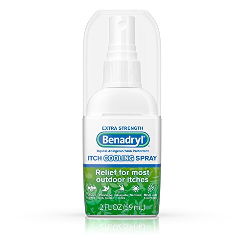 Benadryl Extra Strength Anti-Itch Cooling Spray, Topical Analgesic and Skin Protectant for Relief from Most Outdoor Itches, Travel Size, 2 fl. oz