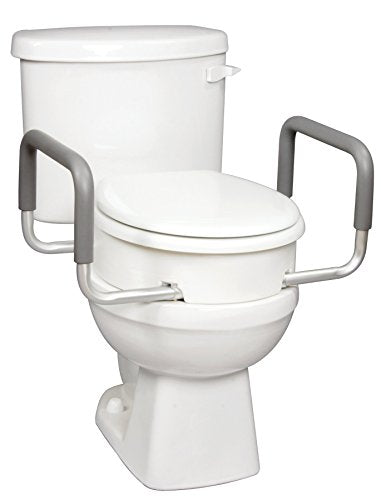 Carex Raised Toilet Seat With Handles - For Standard Round Toilets - Adds 3.5 Inches to Toilet Height - Toilet Seat Riser For Handicap and Seniors