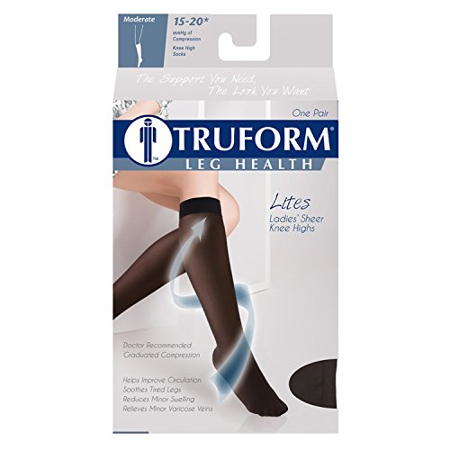 Truform Women's 15-20 mmHg Sheer Knee High Compression Stockings Black, 2X-Large