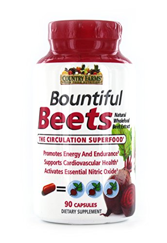 Country Farms Bountiful Beets Capsules, Wholefood Beet Extract Superfood, Circulation Superfood, 90 Count