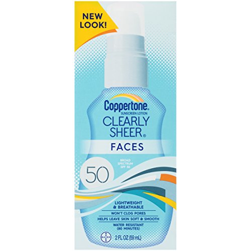 Coppertone ClearlySheer Faces Sunscreen SPF 50 Lotion, 2 Ounce