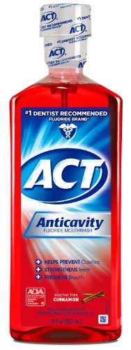 ACT Anticavity Fluoride Rinse, Cinnamon, Alcohol Free 18-Ounce Bottle