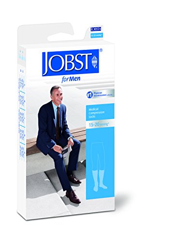 JOBST forMen Knee High 15-20 mmHg Compression Socks, Closed Toe, Small, Black