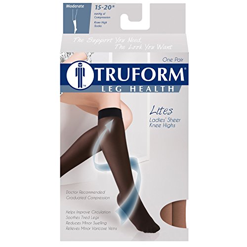 Truform Compression Stockings, 15-20 mmHg, Sheer, Knee High, Taupe, X-Large