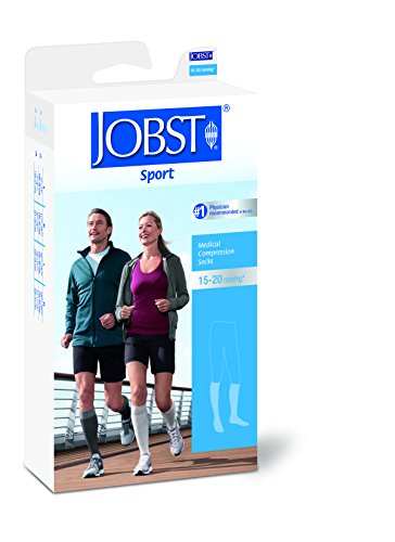 JOBST Sport Knee High 15-20 mmHg Compression Socks, Black/Grey, Large