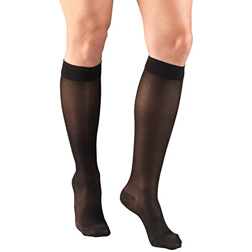 Truform 1783, Women's Diamond Pattern (15-20 mmHg) Graduated Compression Stockings, X-Large, Black