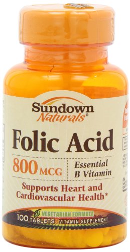 Sundown Naturals Folic Acid, 800 mcg, 100 Tablets