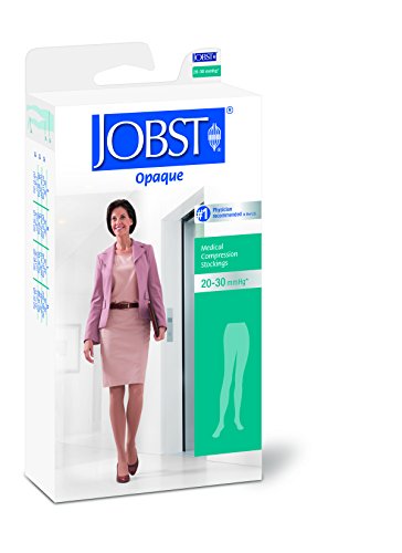 JOBST Opaque Waist High 20-30 mmHg Compression Stockings Pantyhose, Closed Toe, Medium, Classic Black