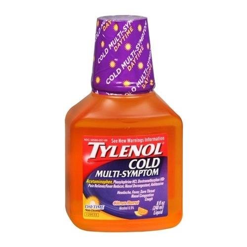 TYLENOL Cold Multi-Symptom Liquid Daytime Citrus Burst 8 OZ - Buy Packs and SAVE (Pack of 2)