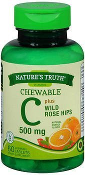 Nature's Truth Chewable C 500 mg plus Wild Rose Hips Tablets Natural Orange Flavor - 60 ct