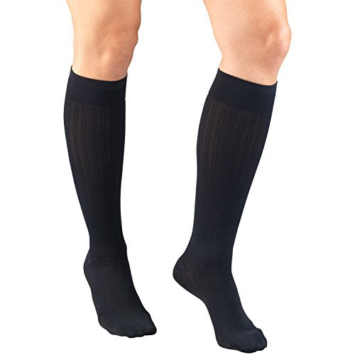 Truform 15-20 mmHg Rib Pattern Compression Socks for Women, Navy, Medium