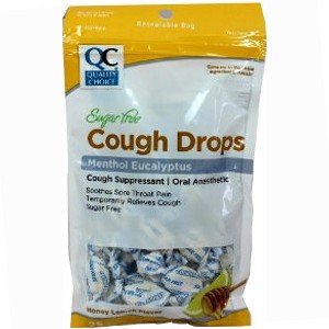 Quality Choice Cough Drops Menthol Eucalyptus Honey Lemon Flavor Sugar Free 30 Drops Each