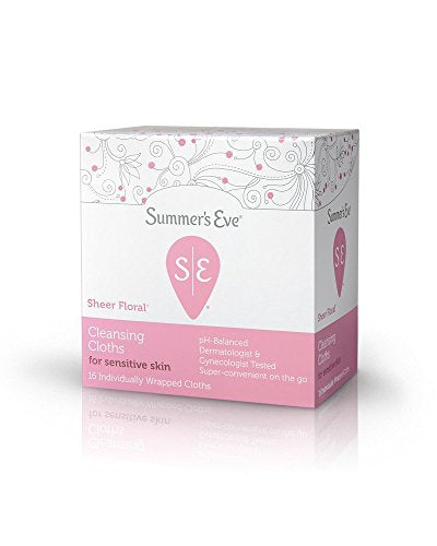 Summer's Eve Feminine Cleansing Cloths For Sensitive Skin Sheer Floral, 16 Count