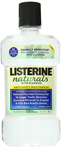 Listerine Naturals Anticavity Fluoride Mouthwash, Herbal Mint, 1.0 L - Buy Packs and SAVE