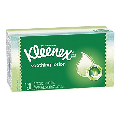 Kleenex Lotion Facial Tissues with Aloe & Vitamin E, Flat Box, 120 Tissues per Flat Box, 1 Pack