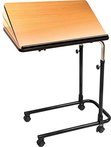 Carex Home Overbed Table With Tilting Top - Hospital Bed Table For Home Use - Bed Tray Table For Eating and Laptops