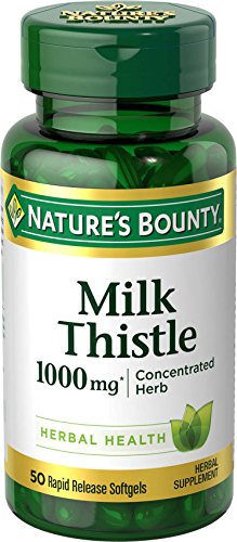 Nature's Bounty Milk Thistle Pills and Herbal Health Supplement, Supports Liver Health, 1000mg, 50 Softgels