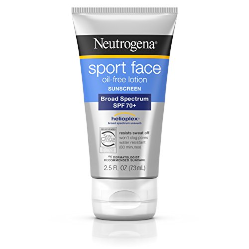 Neutrogena Sport Face Oil-Free Lotion Sunscreen with Broad Spectrum SPF 70+, Sweatproof & Waterproof Active Sunscreen, 2.5 fl. oz