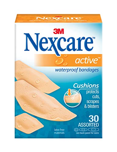 Nexcare Active Extra Cushion Bandages, Stretchy, Assorted Sizes, 30 Count Packages