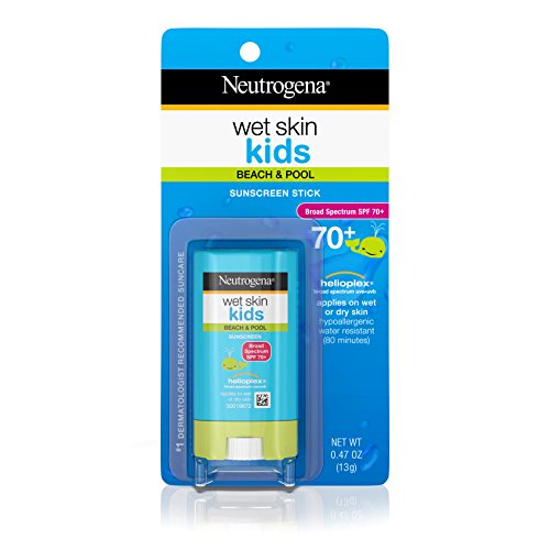 Neutrogena Wet Skin Kids Water Resistant Sunscreen Stick for Face and Body, Broad Spectrum SPF 70, 0.47 oz